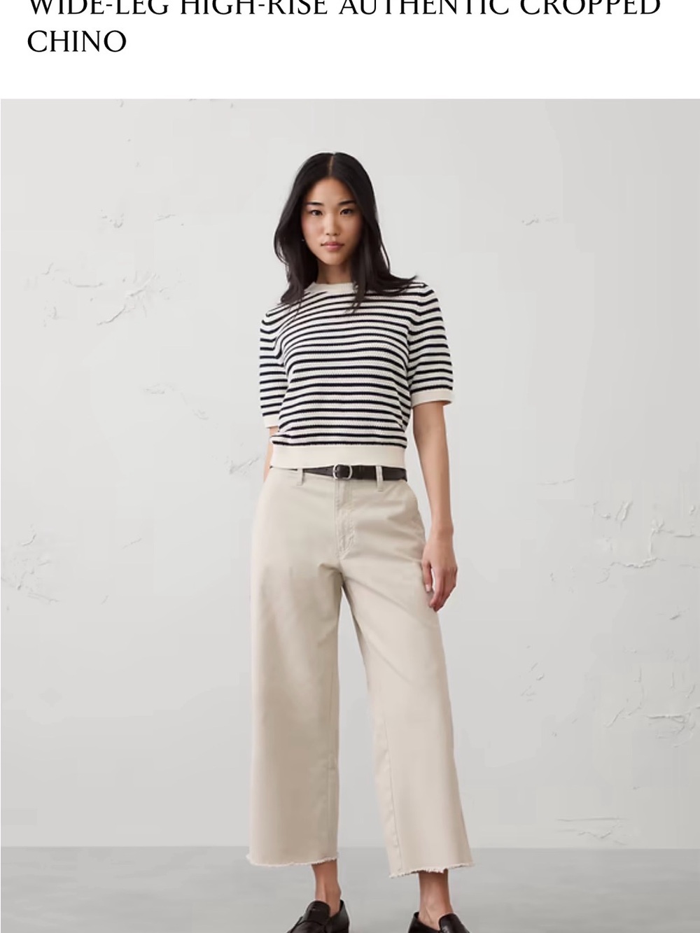 Banana Republic Wide-Leg High-Rise Cropped Chino in Beige